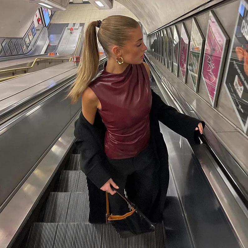 SERAN™ | Women Sleek Faux Leather Top